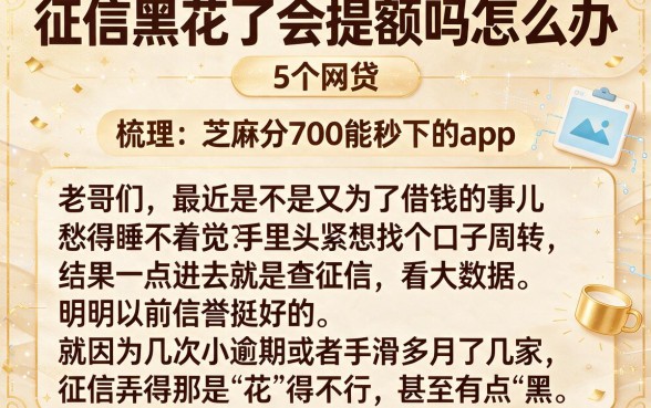 征信黑花了会提额吗怎么办,梳理5个芝麻分700能秒下的app