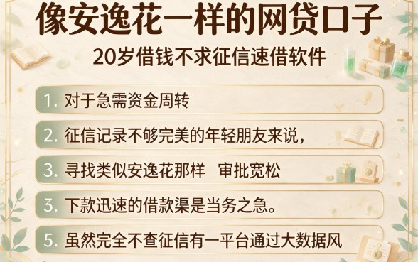 像安逸花一样的网贷口子，条列5个20岁借钱不求征信速借软件