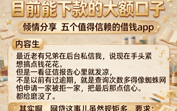 目前能下款的大额口子，倾情分享五个值得信赖的借钱app