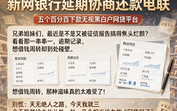 新网银行延期协商还款电联,详尽说明五个百分百下款无视黑白户网贷平台