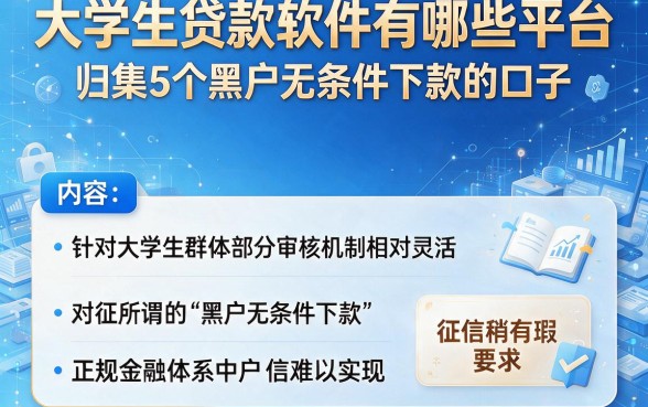 大学生贷款软件有哪些平台，归集5个黑户无条件下款的口子
