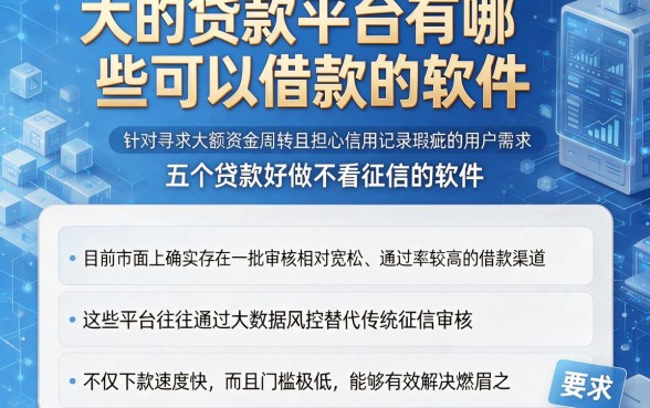 大的贷款平台有哪些可以借款的软件,整理五个贷款好做不看征信的软件