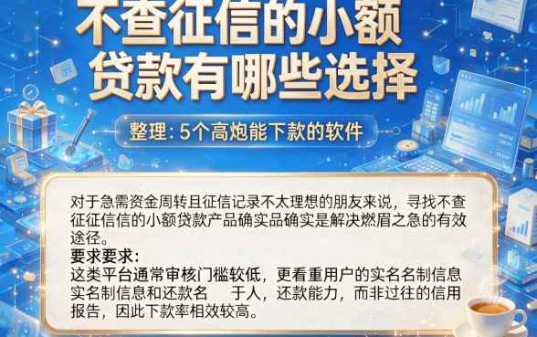 不查征信的小额贷款有哪些选择,整理5个高炮能下款的软件
