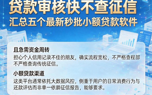 贷款审核快不查征信，汇总五个最新秒批小额贷款软件