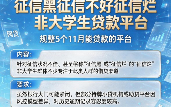 征信黑征信不好征信烂非大学生贷款平台，规整5个11月能贷款的平台