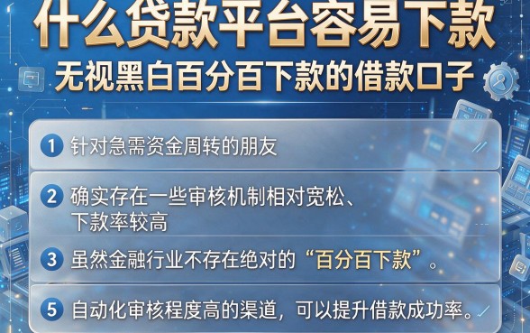 什么贷款平台容易下款,整合5个无视黑白百分百下款的借款口子
