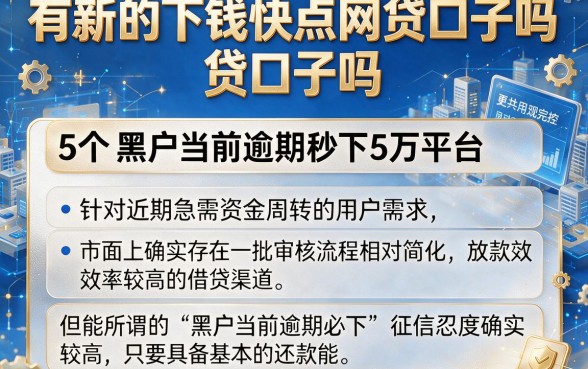 有新的下钱快点网贷口子吗,概括5个黑户当前逾期秒下5万平台