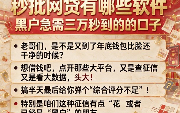 秒批网贷有哪些软件,罗列五个黑户急需三万秒到的的口子
