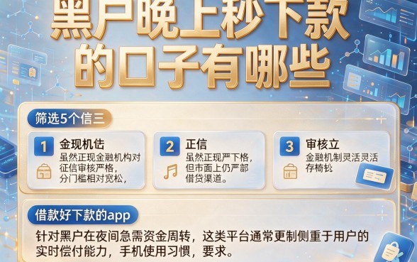 黑户晚上秒下款的口子有哪些，筛选5个借款好下款的app
