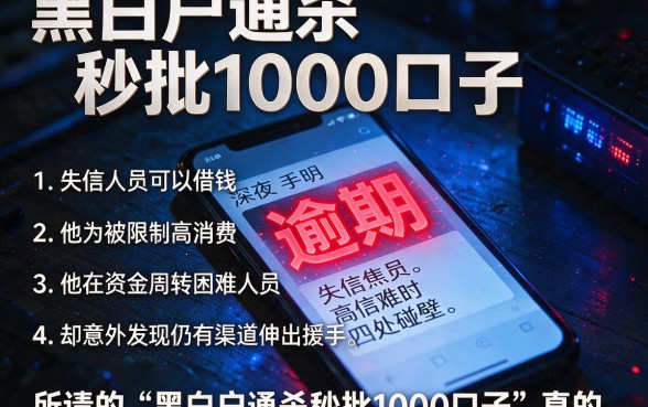黑白户通杀秒批1000口子,条列五个失信人员可以借钱的网贷app