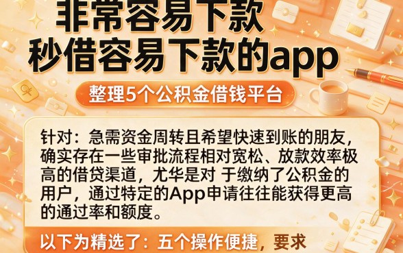 非常容易下款秒借容易下款的app,整理5个公积金借钱平台