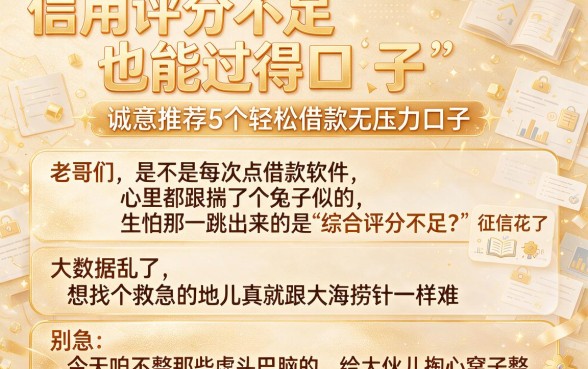 信用评分不足也能过得口子,诚意推荐5个轻松借款无压力口子