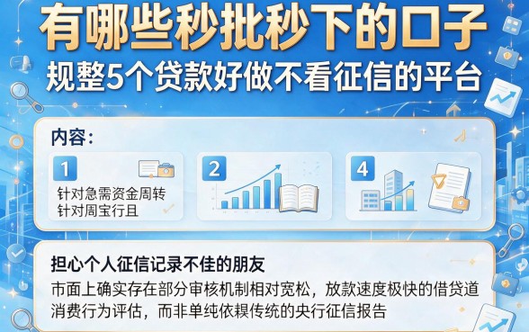 有哪些秒批秒下的口子,规整5个贷款好做不看征信的平台