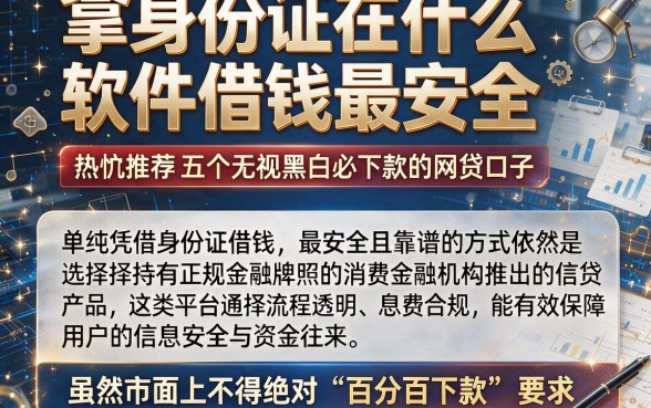 拿身份证在什么软件借钱最安全,热忱推荐五个无视黑白必下款的网贷口子