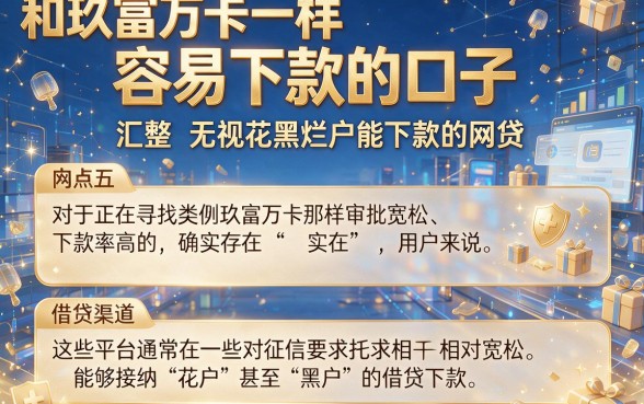 和玖富万卡一样容易下款的口子,汇整五个无视花黑烂户能下款的网贷