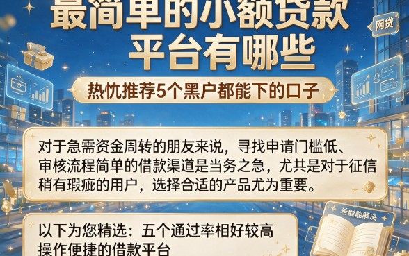 最简单的小额贷款平台有哪些,热忱推荐5个黑户都能下的口子