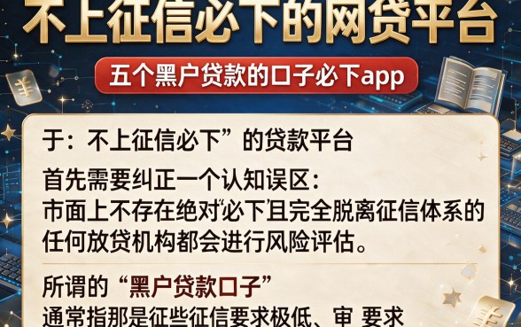 不上征信必下的网贷平台,归纳五个黑户贷款的口子必下app