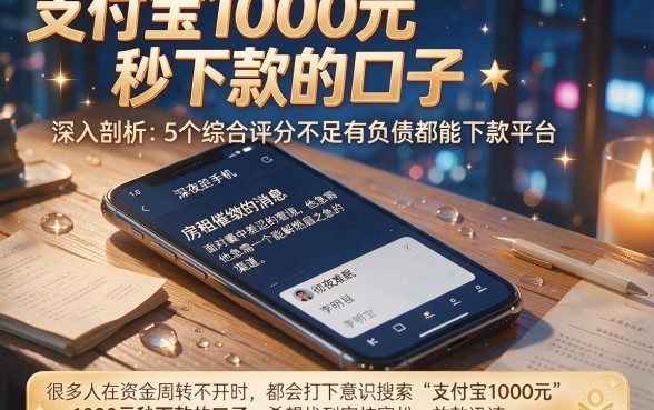 支付宝1000元秒下款的口子,深入剖析5个综合评分不足有负债都能下款平台