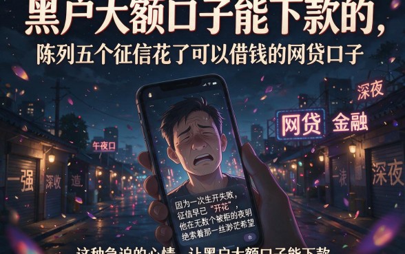黑户大额口子能下款的,陈列五个征信花了可以借钱的网贷口子