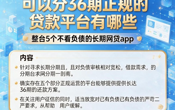 可以分36期正规的贷款平台有哪些，整合5个不看负债的长期网贷app