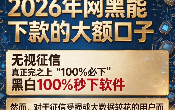 2026年网黑能下款的大额口子,筛选5个无视征信黑白100%秒下软件