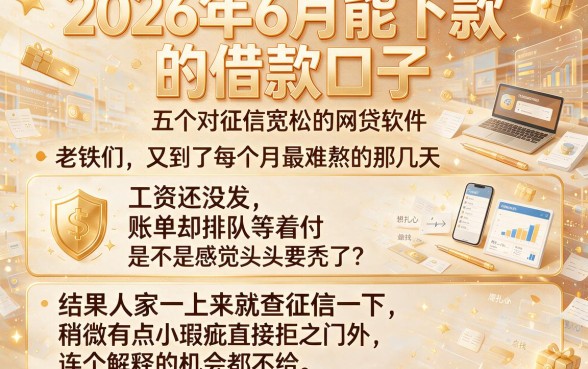 2026年6月能下款的借款口子，枚举五个对征信宽松的网贷软件