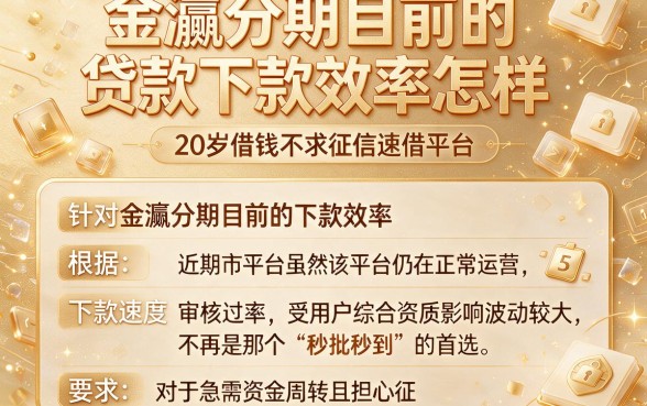 金瀛分期目前的贷款下款效率怎样，汇整5个20岁借钱不求征信速借平台