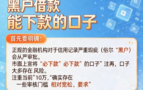 黑户借款能下款的口子,详细阐述5个轻松贷10万的app