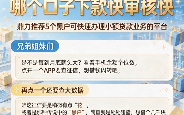 哪个口子下款快审核快,鼎力推荐5个黑户可快速办理小额贷款业务的平台