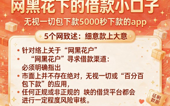 网黑花下的借款小口子，细致阐述5个无视一切包下款5000秒下款的app