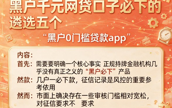 黑户千元网贷口子必下的，遴选五个黑户0门槛贷款app