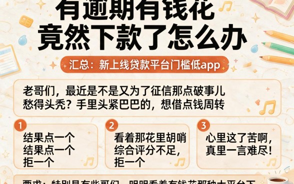 有逾期有钱花竟然下款了怎么办，汇总五个新上线贷款平台门槛低app