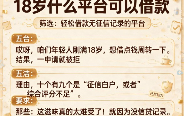 18岁什么平台可以借款，筛选五个轻松借款无征信记录的平台