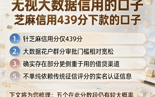 无视大数据信用的口子,条列5个芝麻信用439分下款的口子
