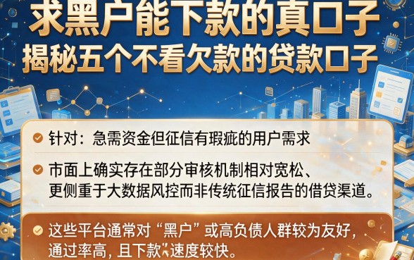 求黑户能下款的真口子,揭秘五个不看欠款的贷款口子