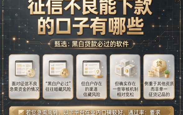 征信不良能下款的口子有哪些，甄选五个黑白贷款必过的软件