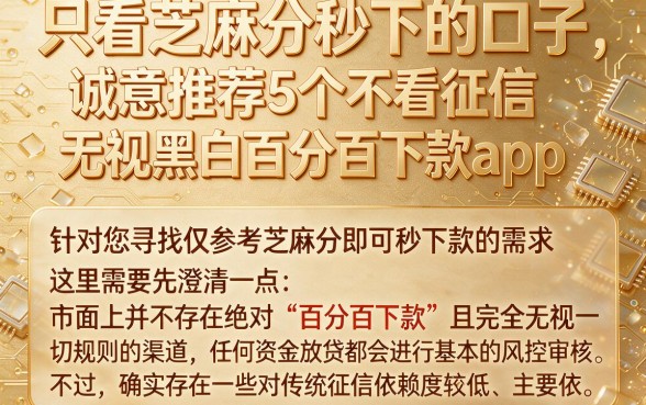 只看芝麻分秒下的口子,诚意推荐5个不看征信无视黑白百分百下款app