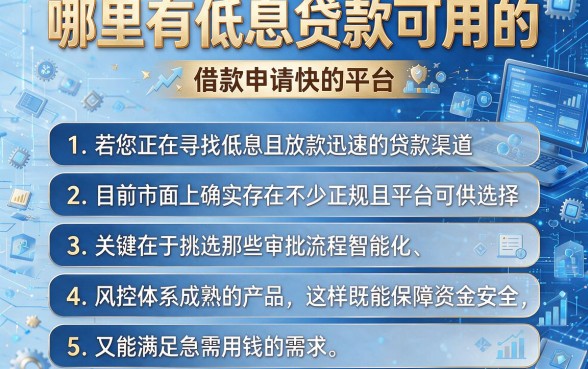 哪里有低息贷款可用的,条列五个借款申请快的平台