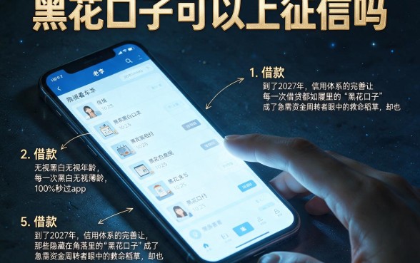 黑花口子可以上征信吗，细致阐述五个借款无视黑白无视年龄100%秒过app