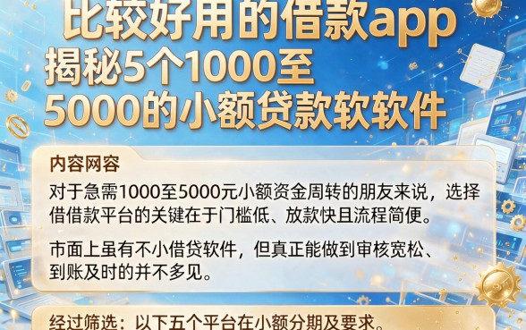 比较好用的借款app,揭秘5个1000至5000的小额贷款软件