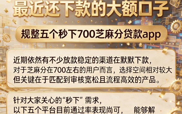 最近还下款的大额口子,规整五个秒下700芝麻分贷款app