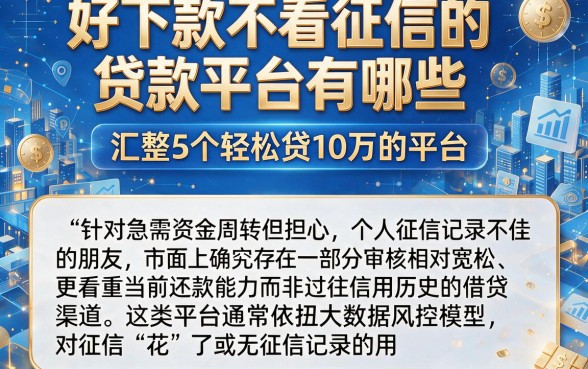 好下款不看征信的贷款平台有哪些,汇整5个轻松贷10万的平台