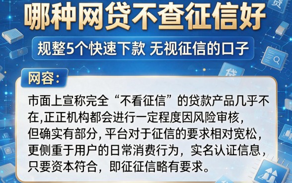 哪种网贷不查征信好，规整5个快速下款无视征信的口子