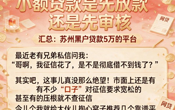 小额贷款是先放款还是先审核，汇总五个苏州黑户贷款5万的平台