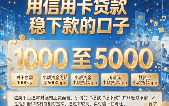 用信用卡贷款稳下款的口子,遴选五个1000至5000的小额贷款app