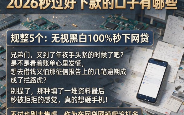 2026秒过好下款的口子有哪些，规整5个无视黑白100%秒下网贷
