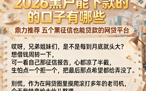 2026黑户能下款的口子有哪些,鼎力推荐五个黑征信也能贷款的网贷平台