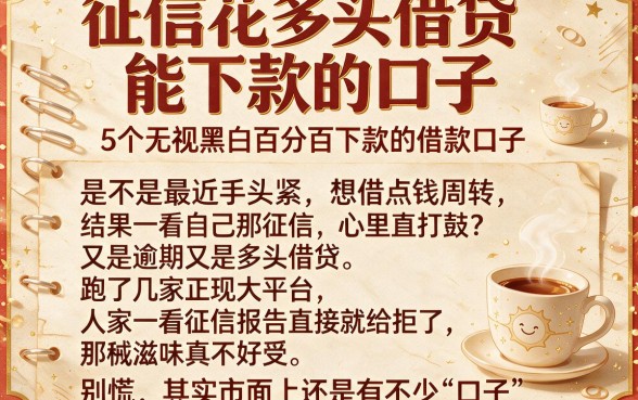 征信花多头借贷能下款的口子,细致阐述5个无视黑白百分百下款的借款口子