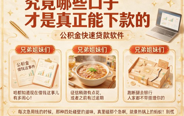 究竟哪些口子才是真正能下款的,细致阐述五个公积金快速贷款软件
