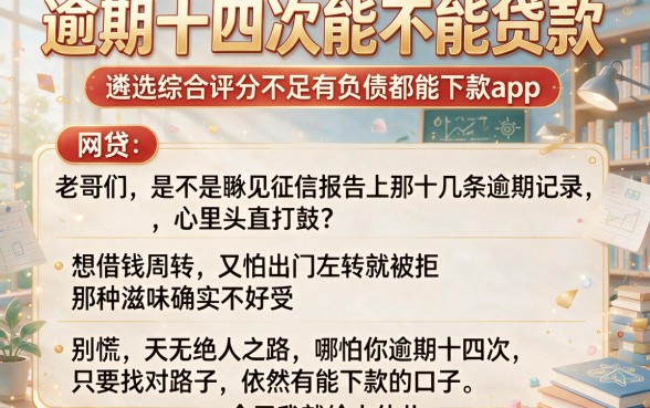 逾期十四次能不能贷款,遴选五个综合评分不足有负债都能下款app